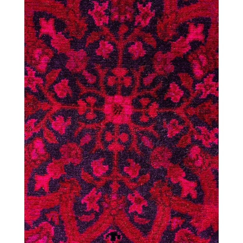 Contemporary Overdyed Wool Hand Knotted Round Area Rug - 3' 1" x 3' 1"