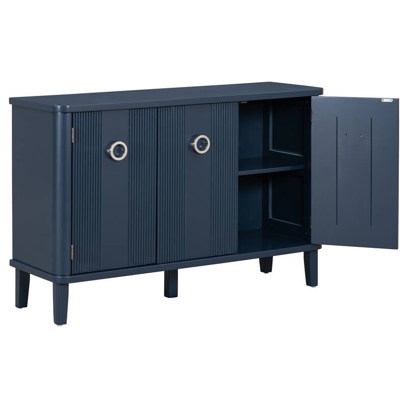 Modern Solid Wood Cabinet with Three Acacia Solid Doors and Adjustable Shelves Ideal for Living Room, Study, Corridor
