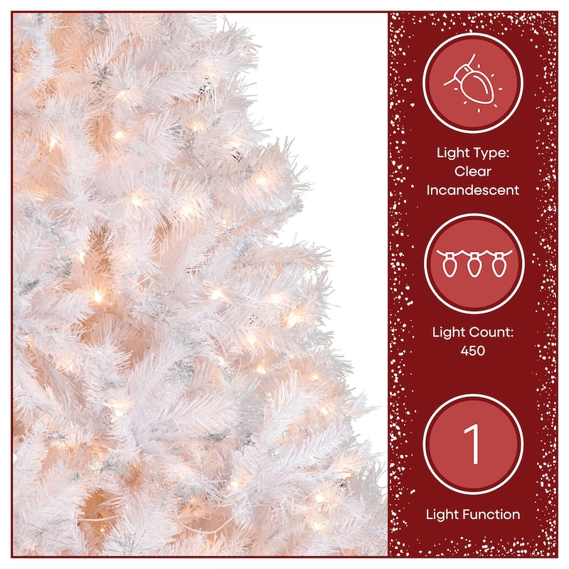 National Tree Company Winchester White Pine Tree with Silver Glitter and Clear Lights, 7 feet - 7 Foot