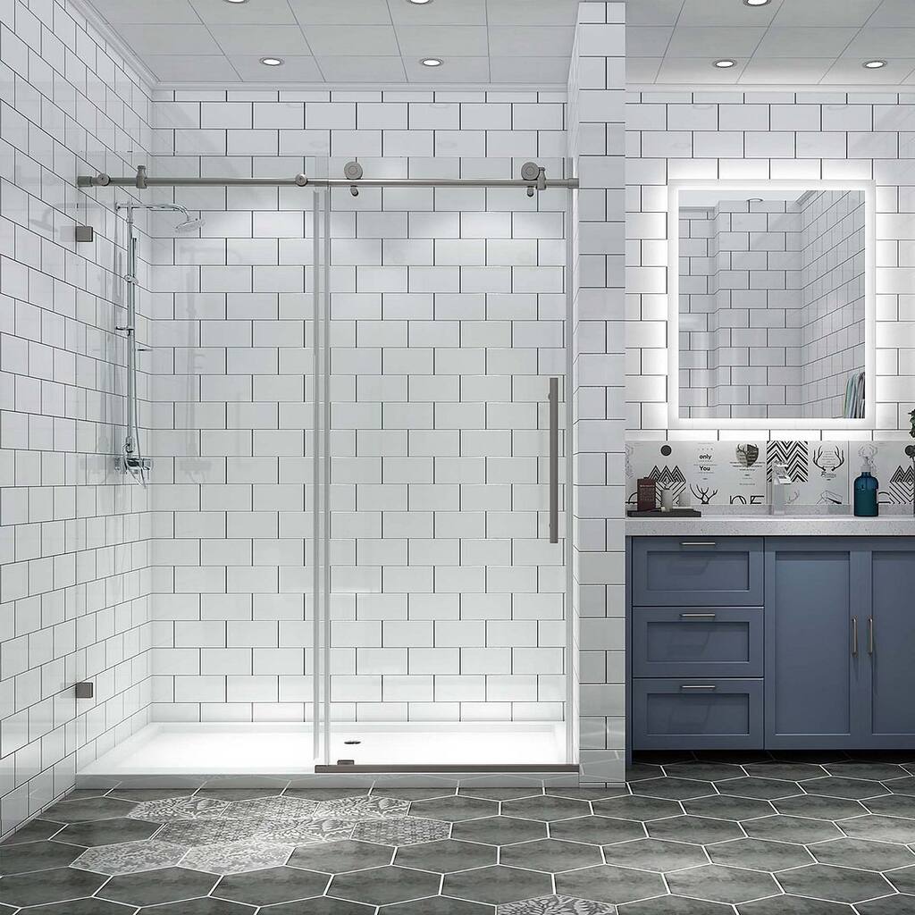 Overstock Door Costs Reference: Frameless Sliding Glass Shower Door Overstock