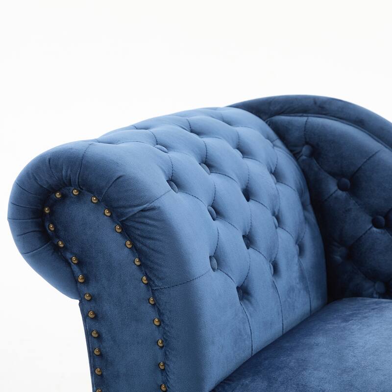 Christopher Knight Home - Bressi Modern Velvet Upholstered Chaise Lounge with Tufted Backrest, Nailhead Trim & Pillow