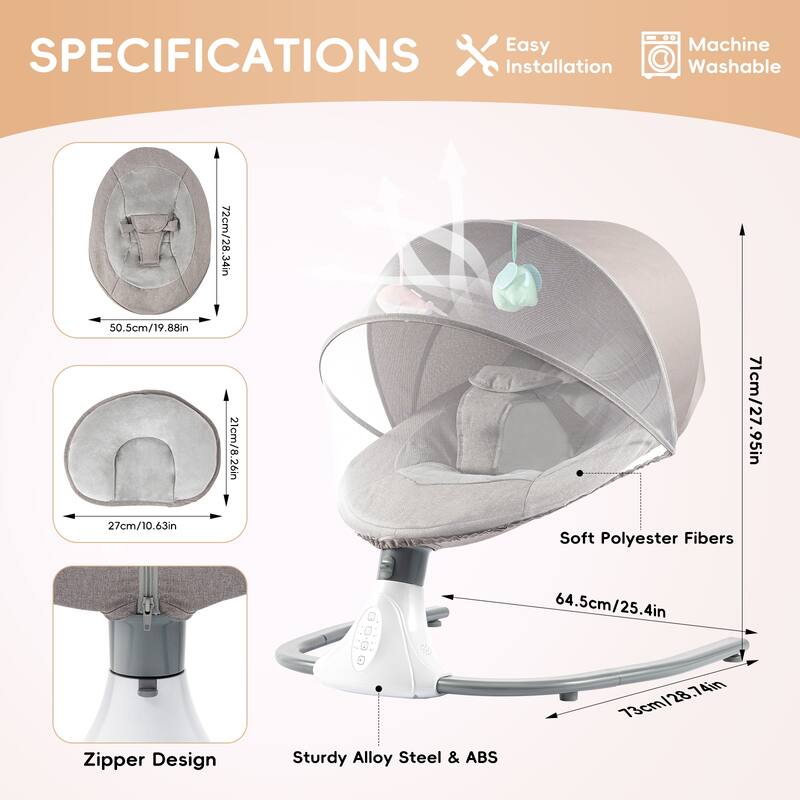 Lofn Electric Baby Bouncer Bluetooth Swing Chair Cradle Rocking Bassinet