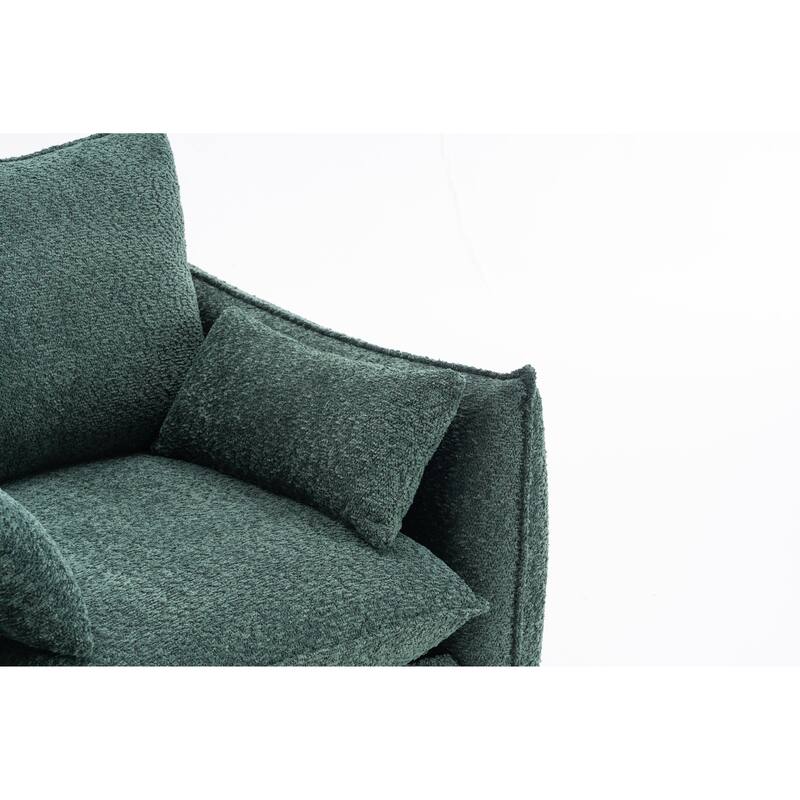 Chenille Sharp-Angle Accent Chairs with Steel Frame and Tool-Free Assembly