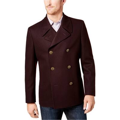 Tallia Mens Double Breasted Pea Coat, Purple, X-Large