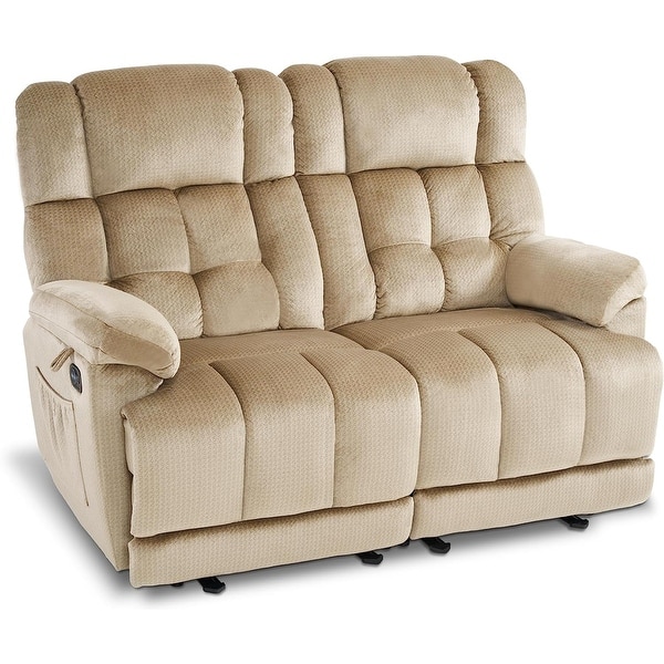 Electric Power Reclining Loveseat Sofa with Heat and Massage