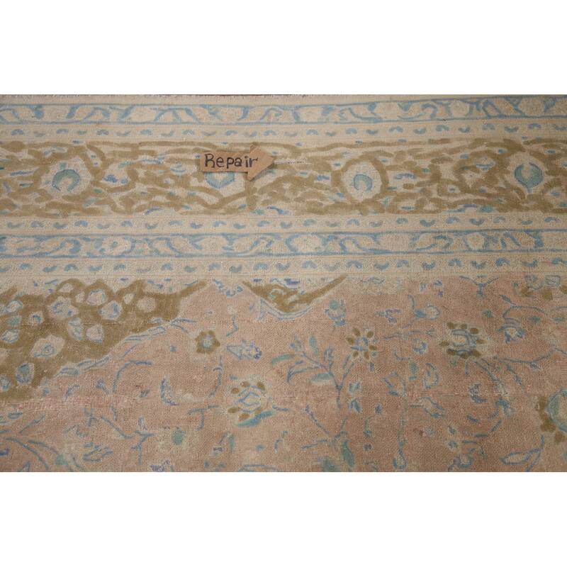 Hand Knotted Oriental 100% Wool Carpet Traditional Floral Pink Mashad Area Rug - 12' 9'' X 9' 5''