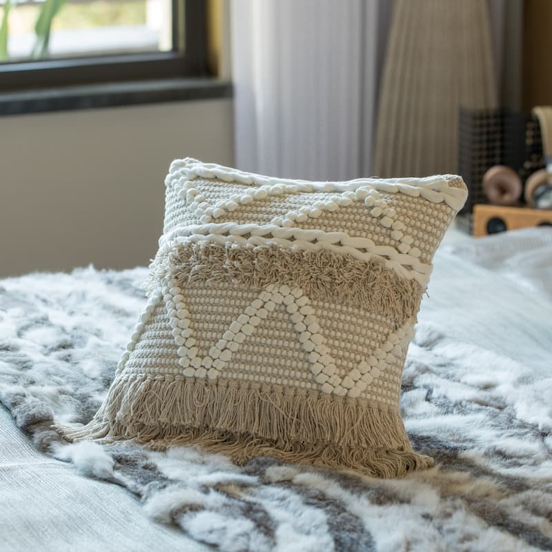 16" Handwoven Cotton Throw Pillow Cover