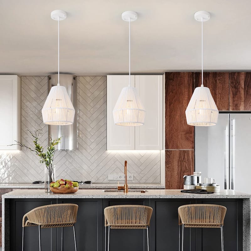7.28-inch minimalist Bohemian-style single-light metal chandelier 3-piece set