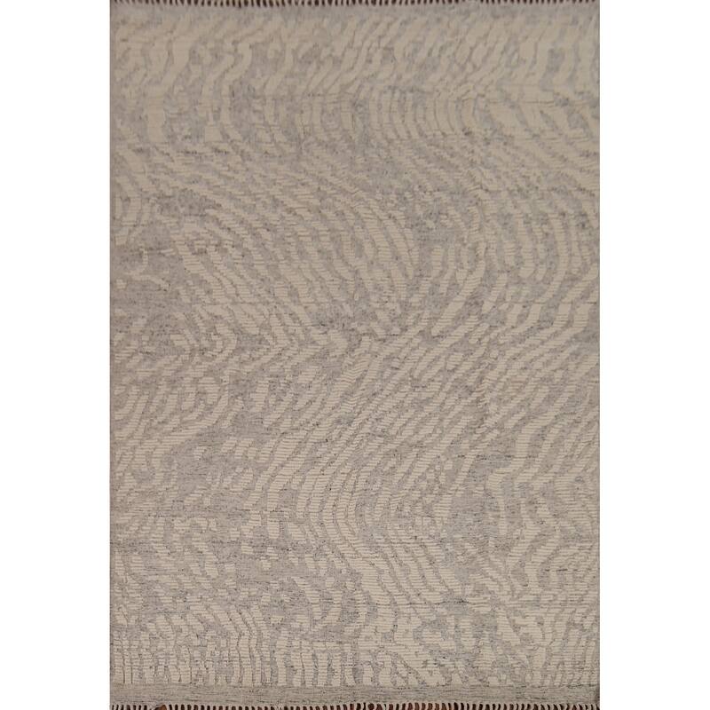 All-Over Moroccan Abstract Area Rug Hand-Knotted Wool Carpet - 8'0"x 10'3"