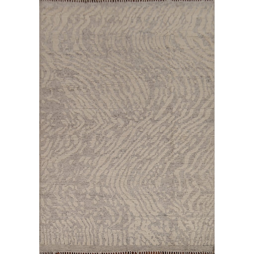 All-Over Moroccan Abstract Area Rug Hand-Knotted Wool Carpet - 8'0"x 10'3"