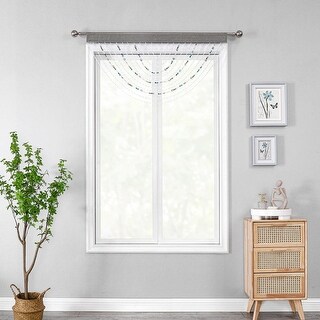 Bohemia Beaded Waterfall Valance, Gray-Multi, 40x25 Inches - Grey Multi ...