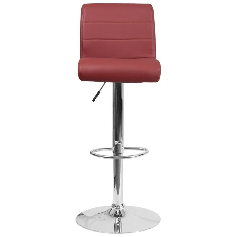 2 Pack Vinyl Adjustable Height Barstool with Rolled Seat and Chrome Base