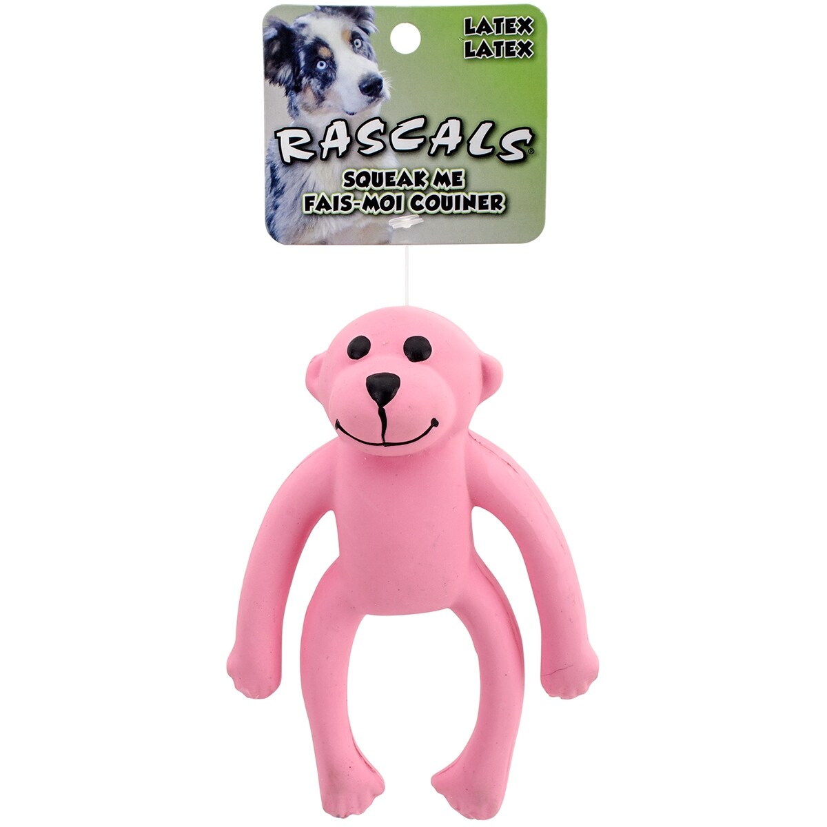 pink monkey dog toy