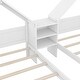 preview thumbnail 7 of 12, Double Twin Size Platform Kids Bed Frame with House-Shaped Headboard and Built-in Nightstand, No Box Spring Required, White