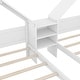 preview thumbnail 7 of 9, White Double Twin Size Pine Platform Bed w/ House-shaped Headboard & a Built-in Nightstand for Bedroom, No Box Spring Required