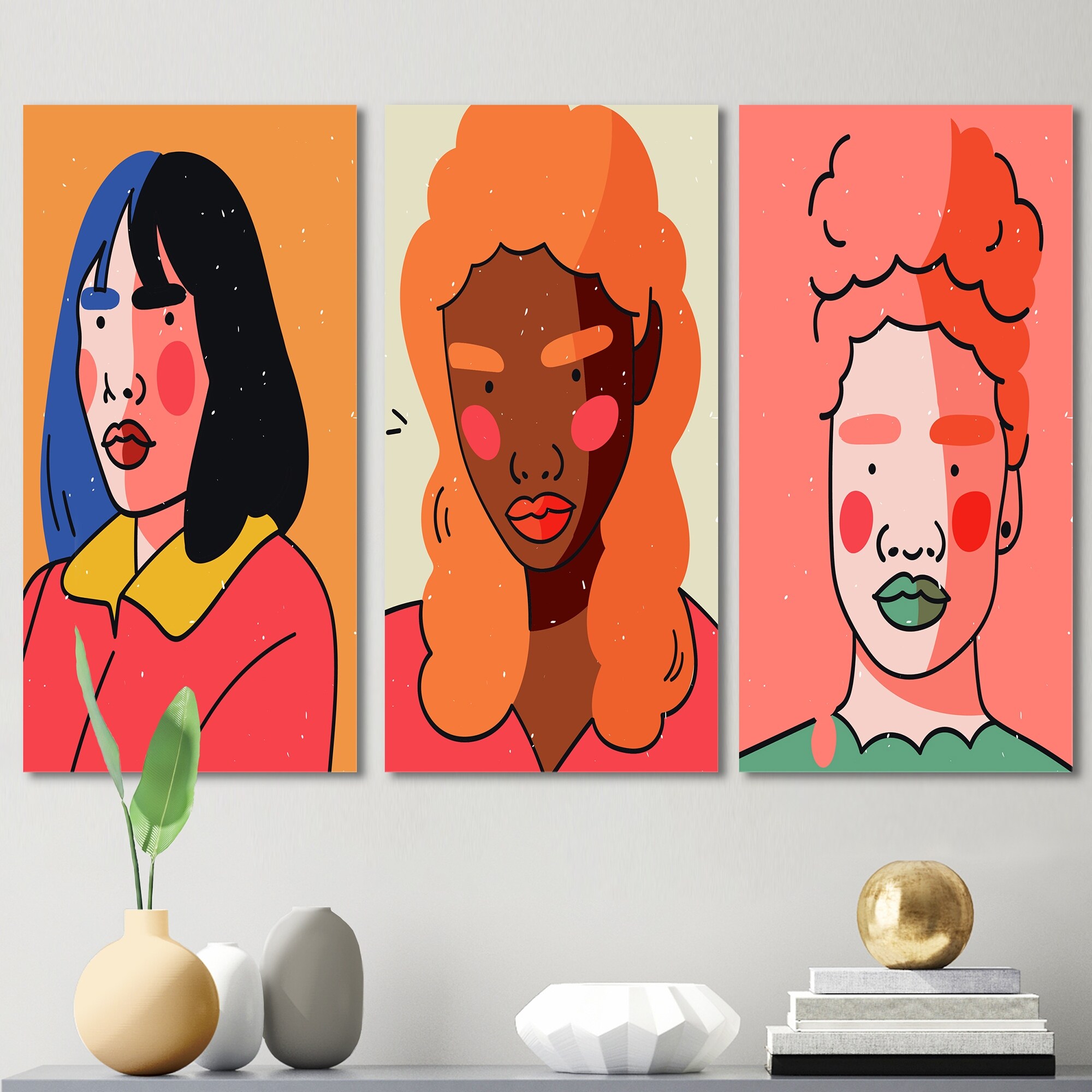 Abstract Minimal Portraits of Young Women I - Modern & Contemporary Art Print by Designart-image