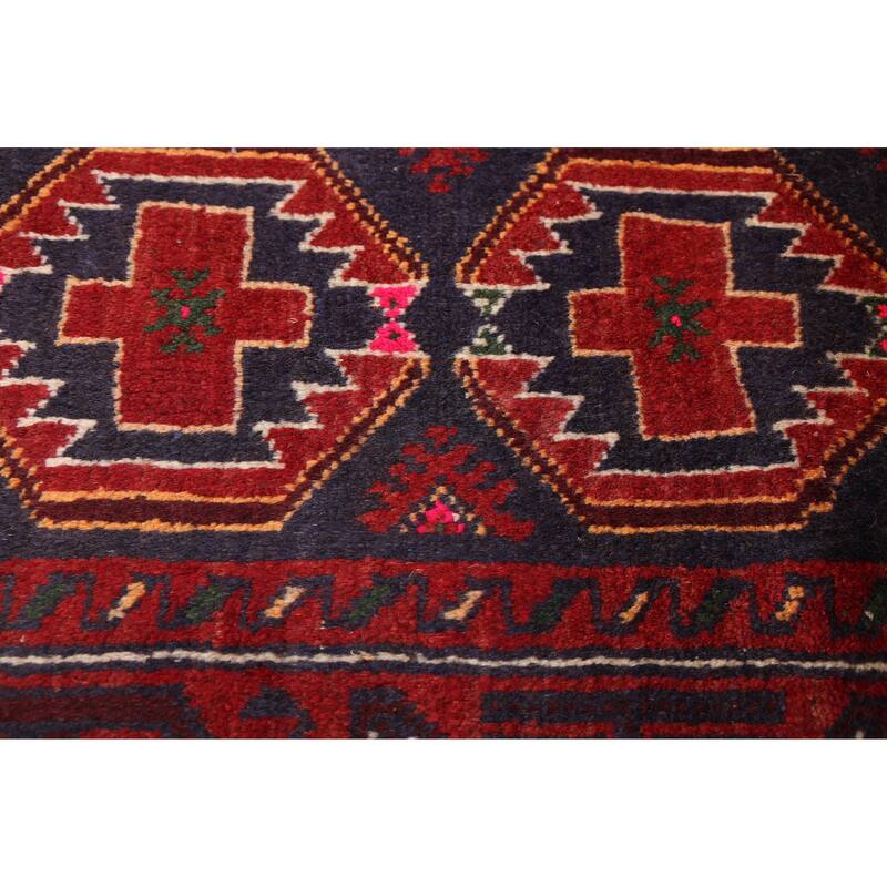 ECARPETGALLERY Hand-knotted Baluch Dark Navy, Red Wool Rug - 3'2 x 5'6