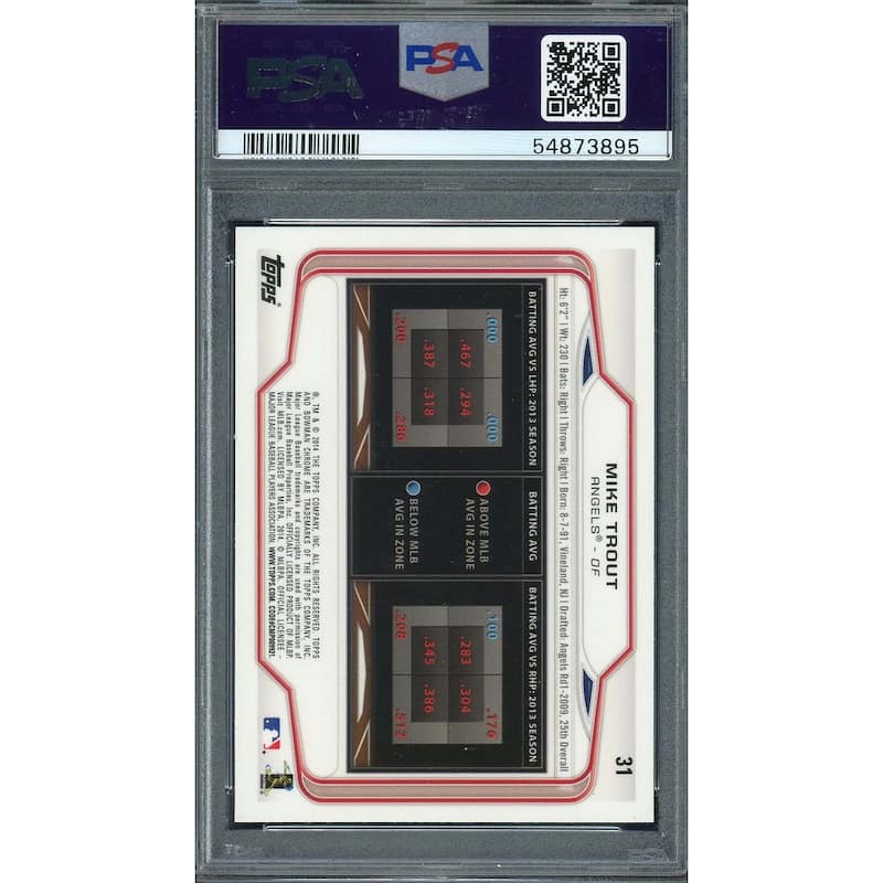 Mike Trout 2014 Bowman Chrome Baseball Card #31 Graded PSA 10 - 8'6" x 11'6"