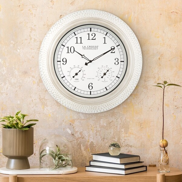 atomic wall clock with indoor outdoor thermometer