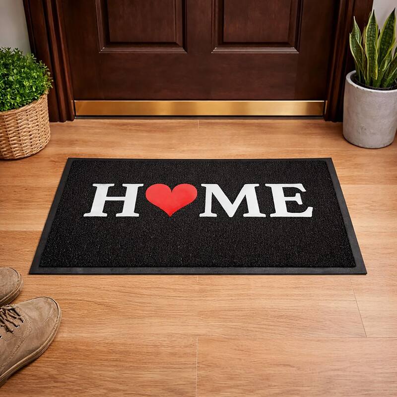 Outdoor Printed Front Door Mat Home PVC Rug 30x18 Black - 30 L x 18 W x 3/16 H