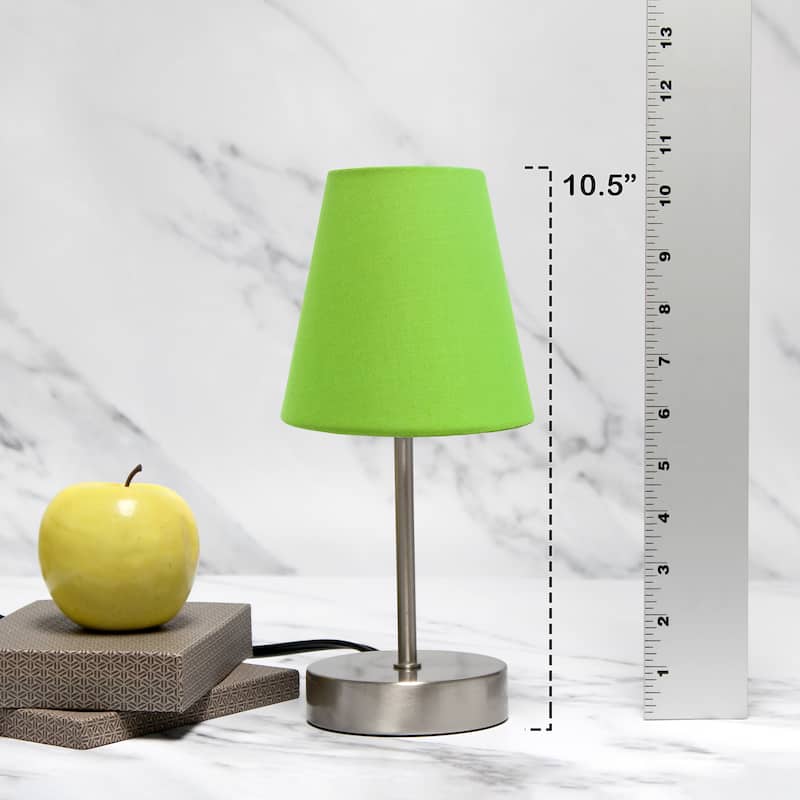 10.5" Petite Metal Stick Lamp in Sw Nickel w Fabric Shade
