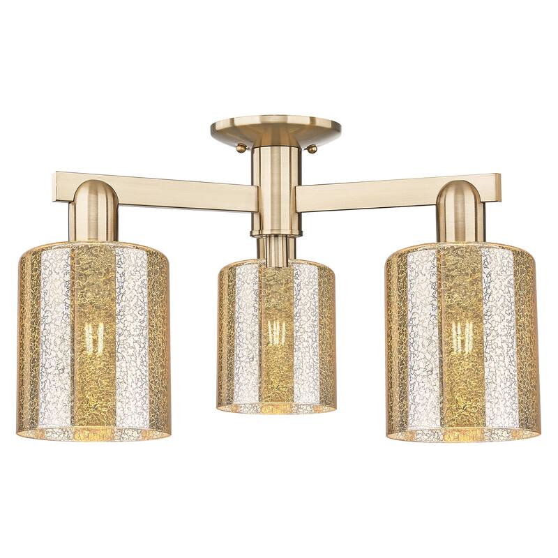 Innovations Lighting Endless Possibilities Arcadia - Cobbleskill - 3 Light 23" Semi-Flush Mount - Mercury/Champagne Bronze