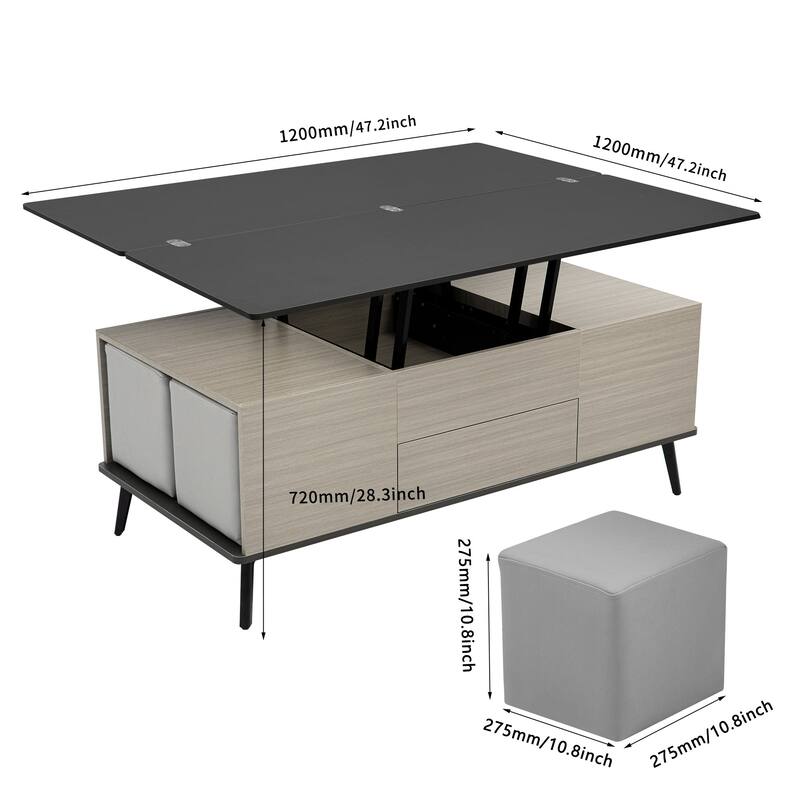 5 Pieces Lift Top Coffee Table Set with Storage Convertible Dining Table