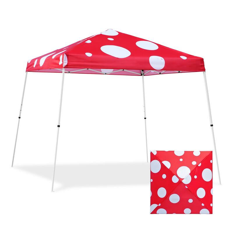 EAGLE PEAK 10x10 Slant Leg Pop-up Canopy Tent Outdoor Beach Canopy Folding Portable Shelter 10x10 Base 8x8 Top (Blue)
