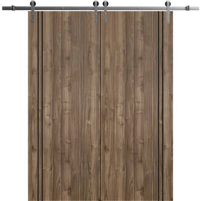 Sturdy Double Barn Door 36 x 80 with Planum 0016 Walnut with 13FT