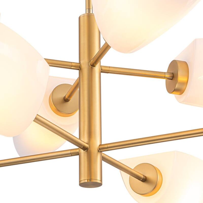 Modern 8-Light Opal Glass Tiered Chandelier - 42.5in