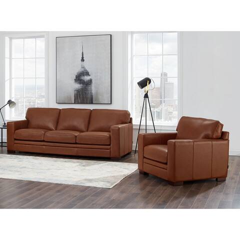 Hydeline Dillon Top Grain Leather Sofa Set, Sofa and Chair - Sofa, Chair