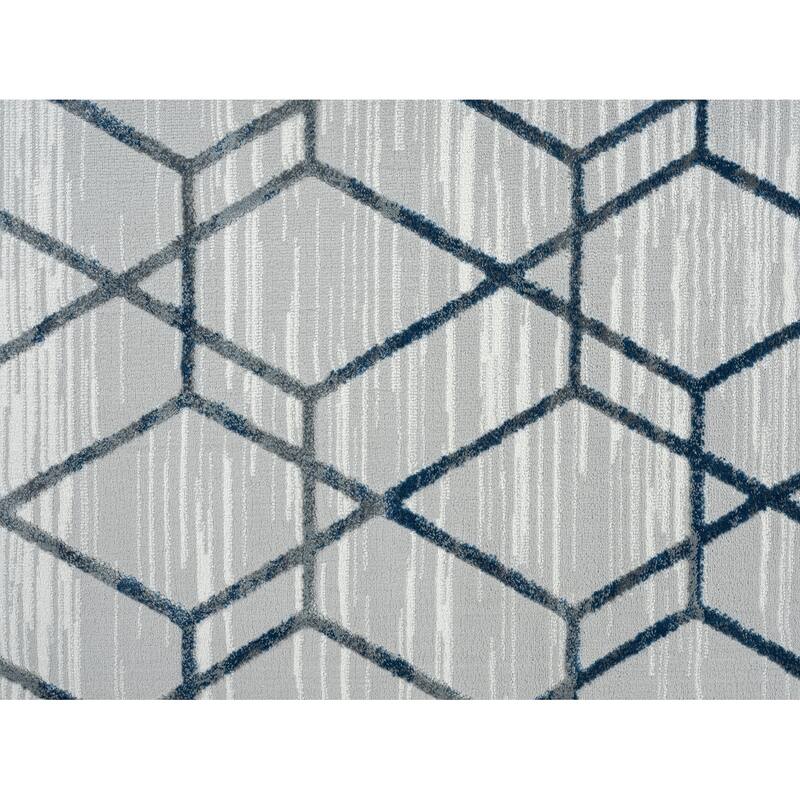 Abani Nova Blue Distressed Geometric Area Rug