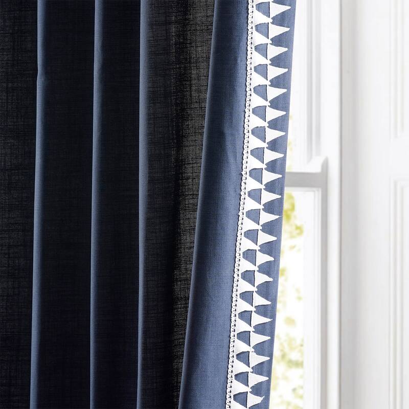 Exclusive Fabrics Bordered Textured Cotton Curtains For Bedroom & Living Room Curtains - Single Panel Drapes