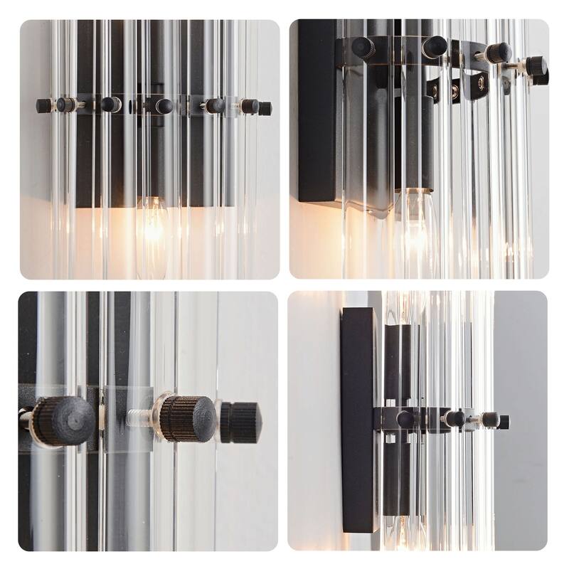 Casandra 2-Light Crystal Glass Bar Wall Sconce - 6 inches W x 15 inches H x 4 inches D