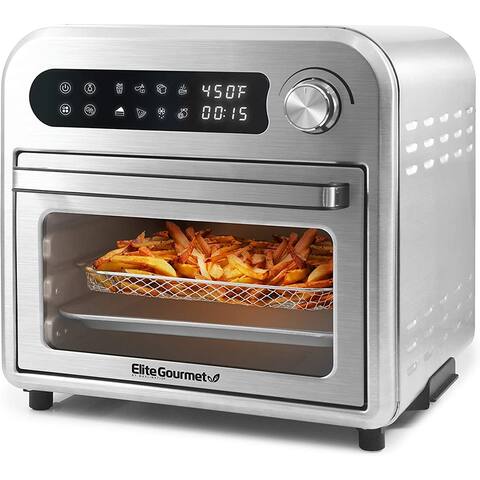 Elite Gourmet Infinite-Use Air Fryer Oven, Stainless Steel