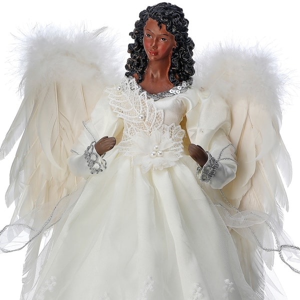16" Fabric With Lace Black Angel Tree Topper - Bed Bath & Beyond - 38296865
