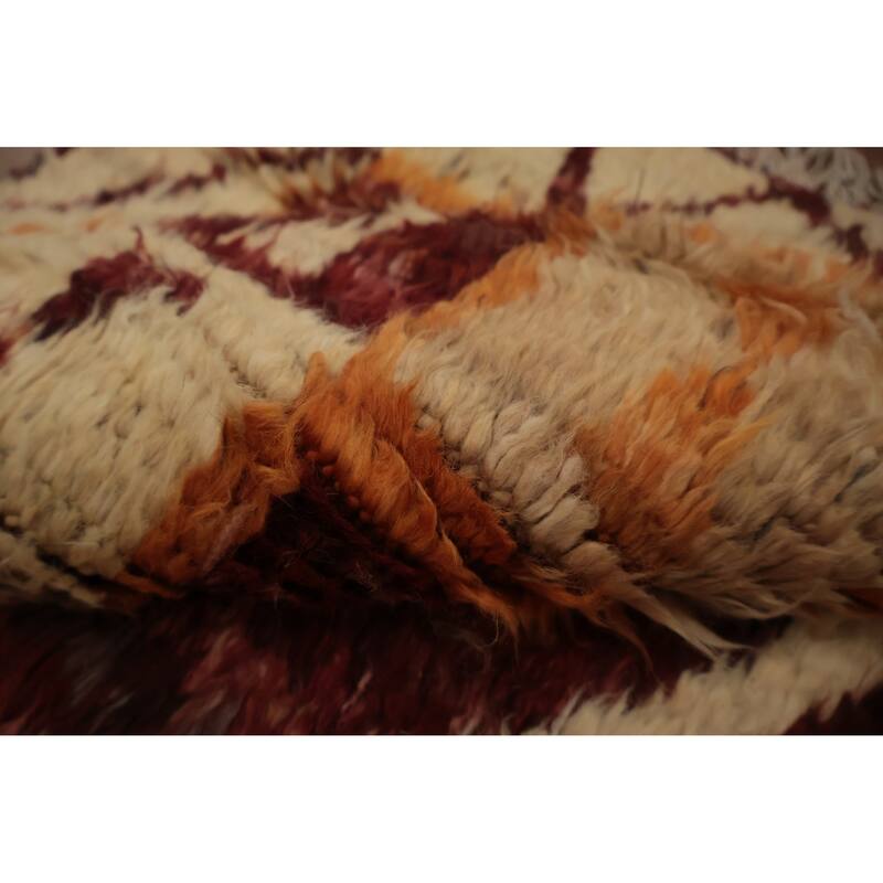 Hand Knotted Oriental 100% Wool Carpet Modern Tribal Red Moroccan Area Rug - 9' 10'' X 8' 3''