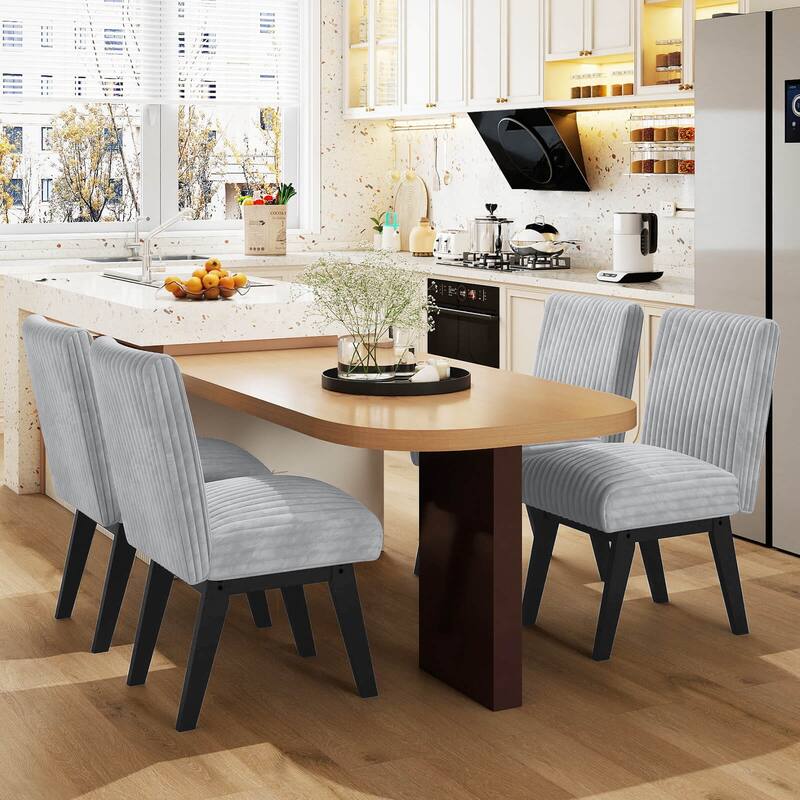 Costway Dining Chairs Set of 2/4 with Padded Seat, Rubber Wood Legs &