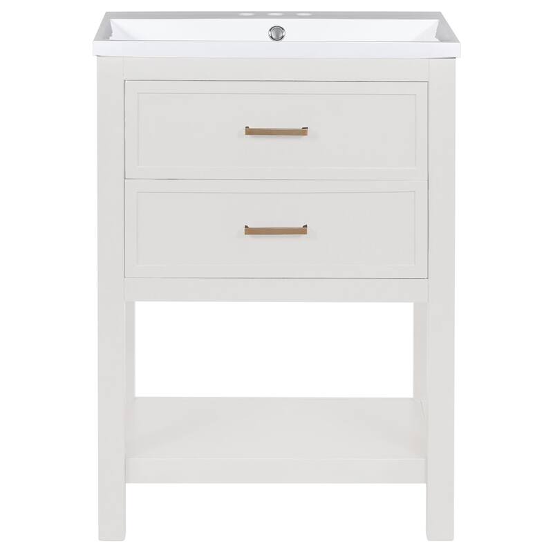 24" Bathroom Vanity with Top Sink and 2 Drawers