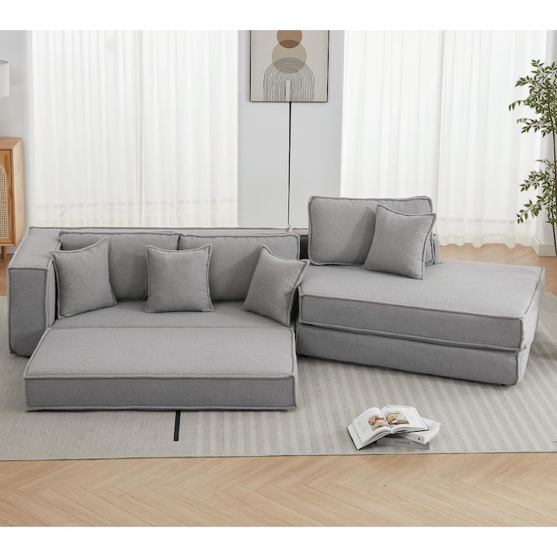 Convertible Folding Sofa Bed with Pillow, Velvet Floor Sleeper Couch for Living Room, Space-Saving Gaming Chair Mattress