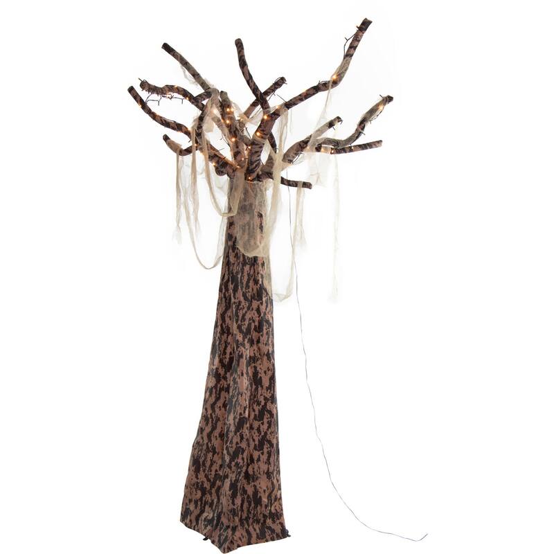 Haunted Hill Farm 8.5-Ft. Orgone the Ghost Tree, Prelit Indoor or Covered Outdoor Halloween Decoration, Plug-In