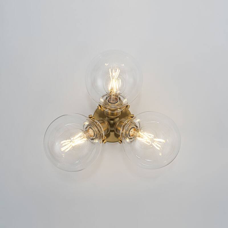 Modern 3-Light Clear Glass Tripple Bubble Semi Flush Mount - 13.8 in