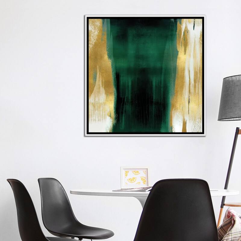 iCanvas "Free Fall Emerald with Gold II" by Christine Wright Framed Canvas Print
