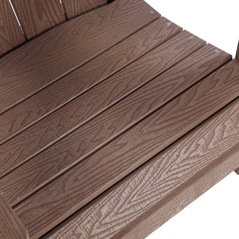Hurley Folding Poly Plastic Adirondack Chair with Pull-out Ottoman