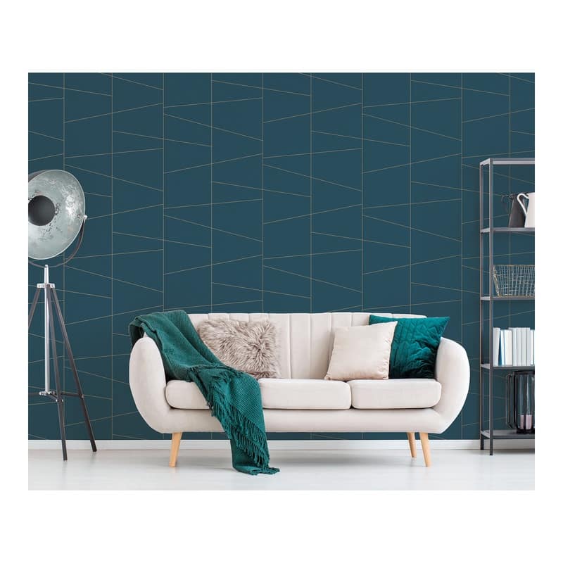 Brewster Fairmont Blue Deco Fracture Wallpaper - 20.5 x 396 x 0.025