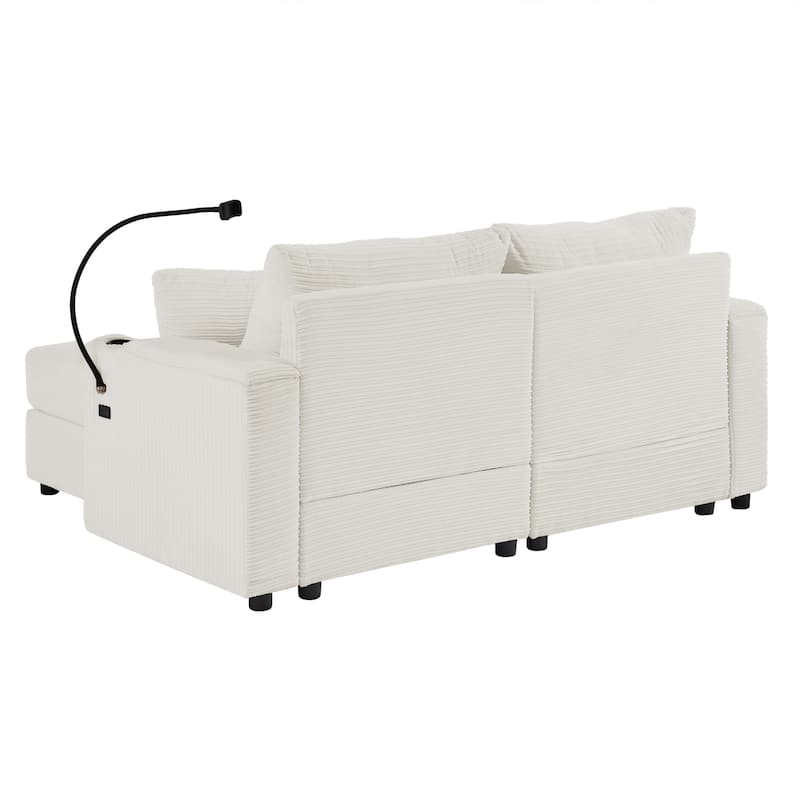 Modern Upholstered Sofa with A Movable Ottoman