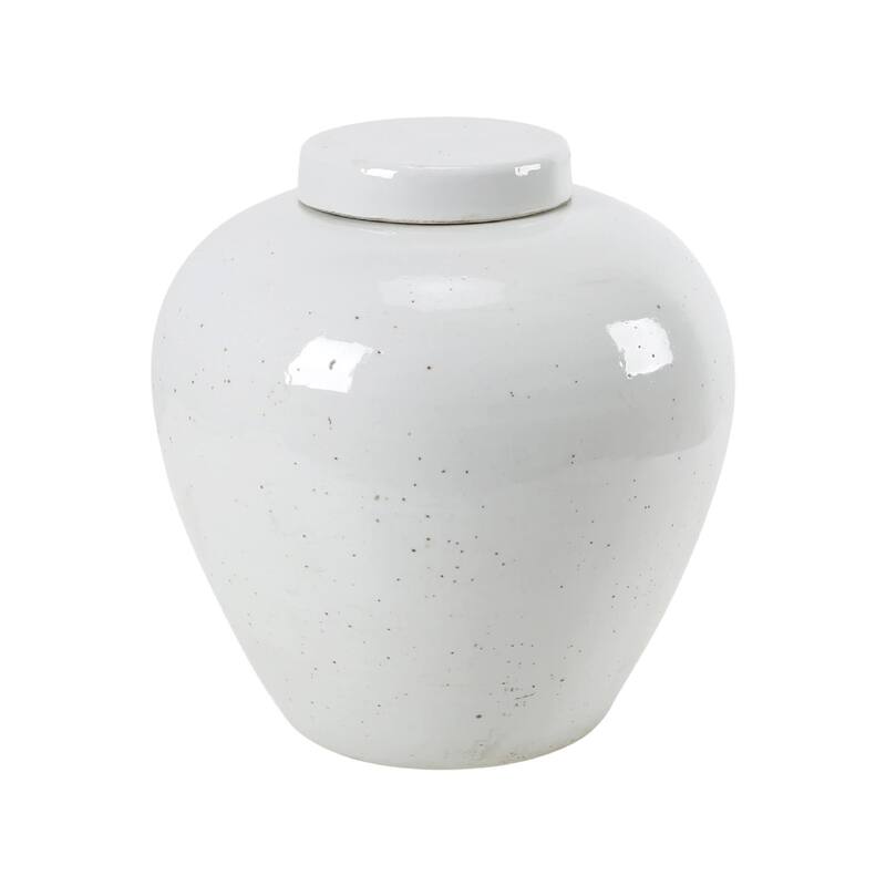 Artissance 13.3 in. Tall Off White Matte-Glazed Porcelain Clara Ginger Round Jar with Lid