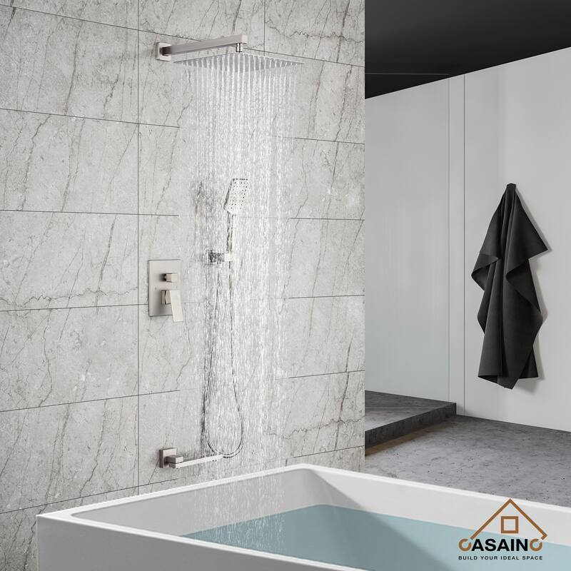 1-Handle 3-Spray Pattern 10 in. Wall Mount Shower Set Shower Head, Tub and Shower Faucet - 10 inch