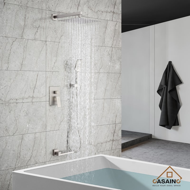 1-Handle 3-Spray Pattern 12 in. Wall Mount Shower Set Shower Head, Tub and Shower Faucet - 12 inch