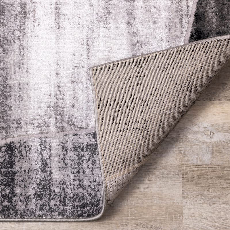 Chase Collection - Grey/Black Distressed Abstract Shapes Rug
